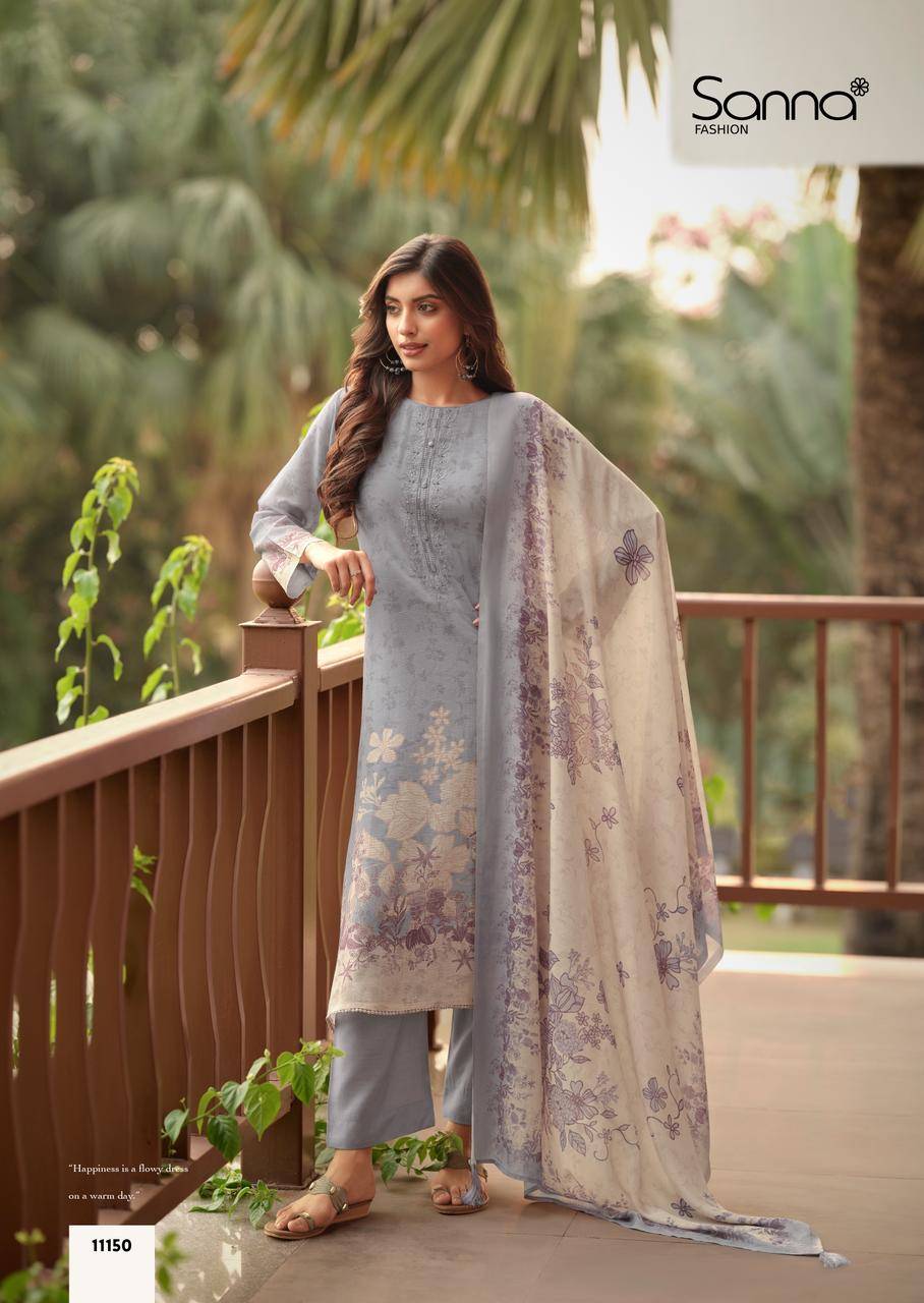 SAFIRA By SANNA Fashion 11149 TO 11154 series Beautiful Festive Suits Stylish PURE HAMP LINEN PRINTED Dresses At Wholesale Price